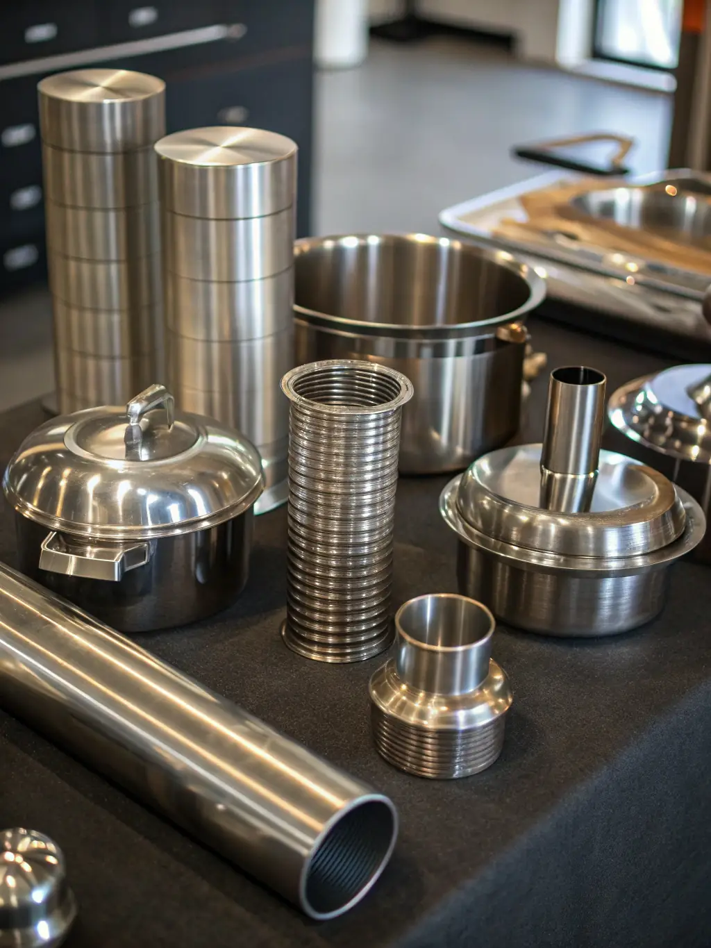 A display of shiny nickel rods and red metals like copper and brass coils, showcasing the premium quality and applications of SteelIncorporated's nickel and red metal products.